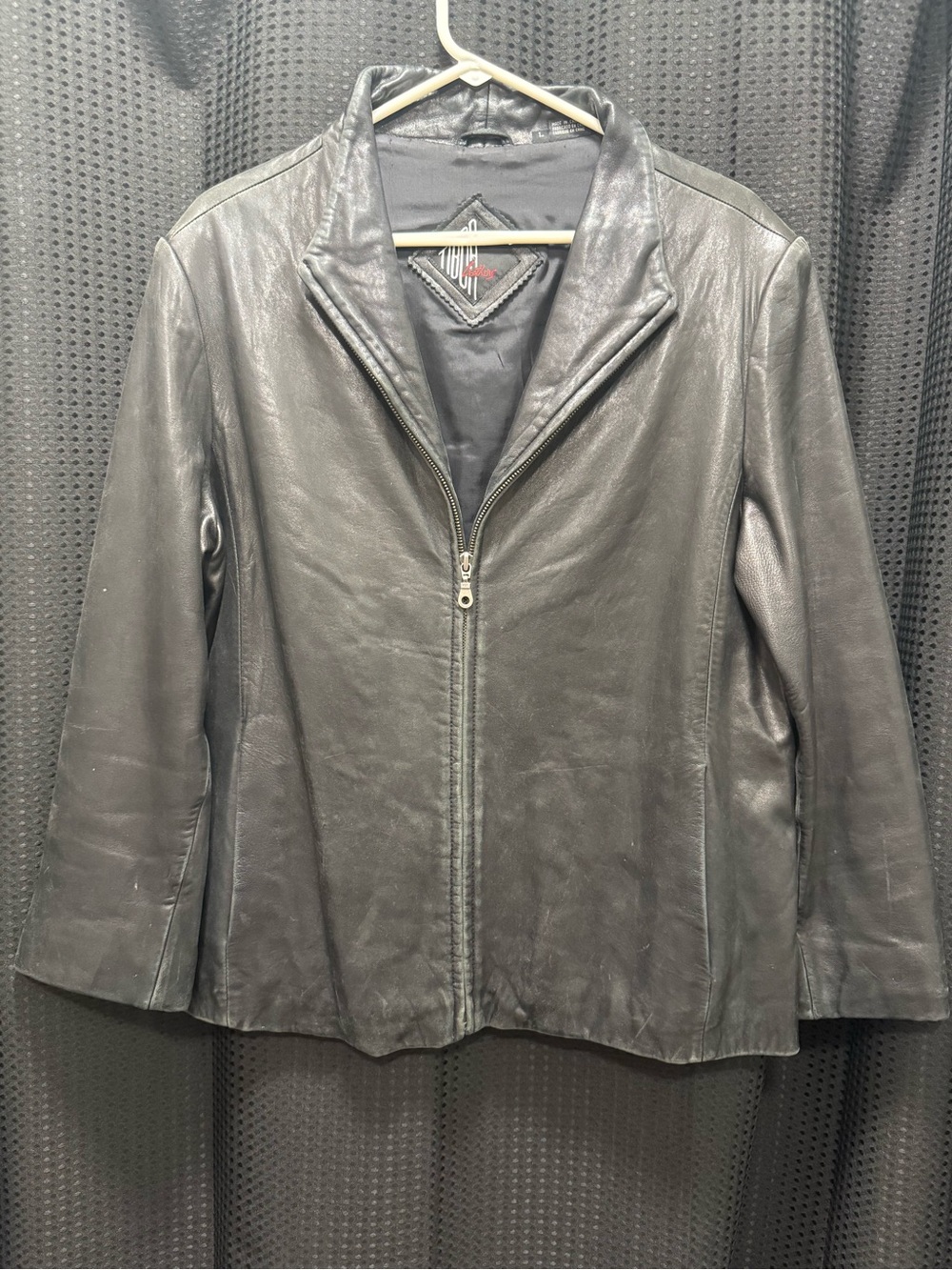 Classic Black Leather Zip-Front Jacket